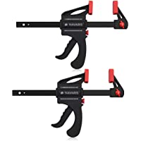 Navaris Set de 2x sargentos de barra - 2 Abrazaderas de carril para apriete interior y exterior - Herramienta de…